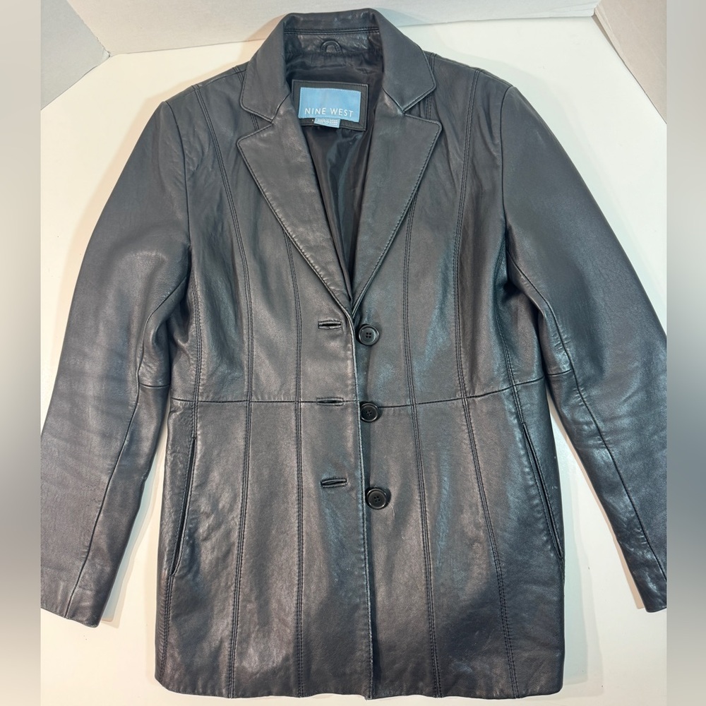 Vintage REAL LEATHER Nine West Women's Black Leather Jacket
